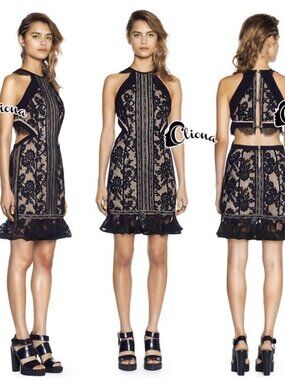Three Floor Glam lace midi Dress
